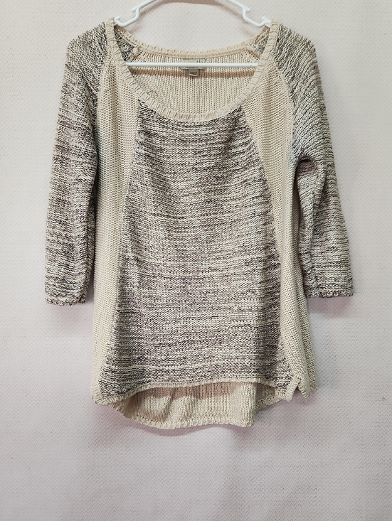 new world Sweaters - Women’s Two-Tone Scoop Neck Knit Sweater - Cream & Gray